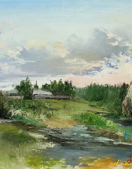 购买 河流达里亚 油画,画布