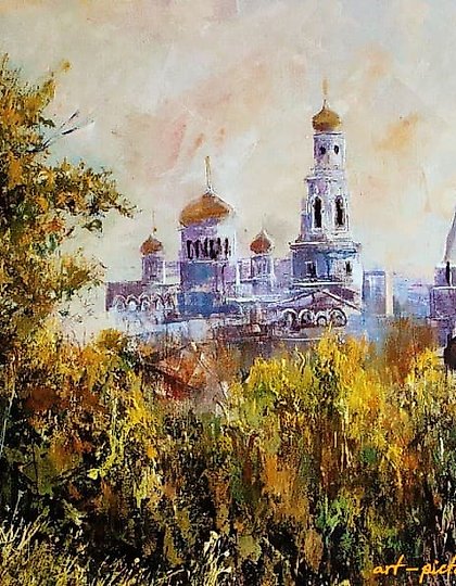купить Панорама Кремля масло,холст