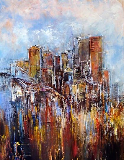 buy The translation of the text "Вертикали городов масло, холст" into English is "Verticals of cities oil, canvas."