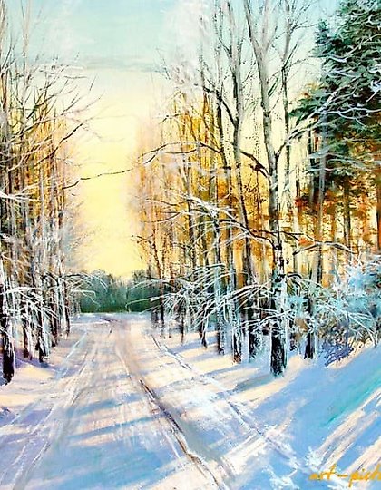 buy The translation of the text "Зимнее солнце масло, холст" into English is "Winter sun oil, canvas."