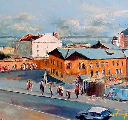 购买 萨马拉。伏尔加河的景色,油画,画布。