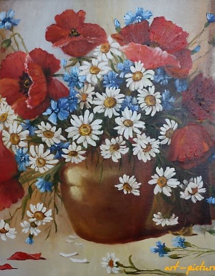 купить Букет с маками холст, масло 