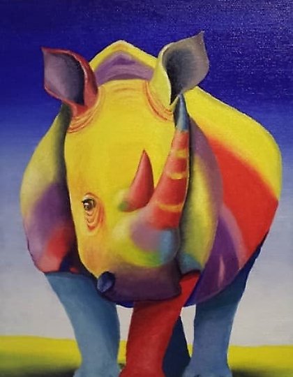 购买 帆布上的犀牛油