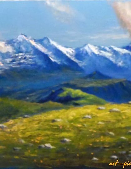 купить Горный пейзаж холст на подрамнике, масло, кисть, мастихин 