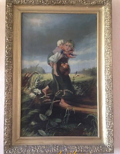 buy The translation of the text "Дети бегущие от грозы масло, холст" into English is "Children running from the storm, oil, canvas."