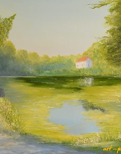 购买 夏日的老公园 油画 布面