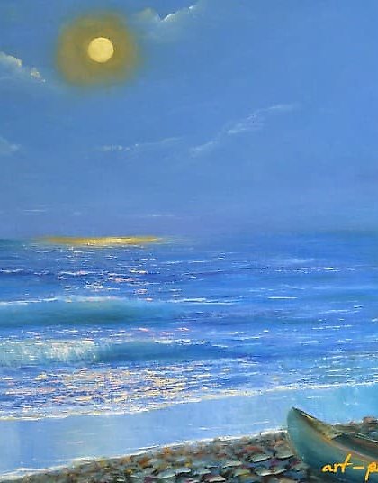 购买 满月 油画