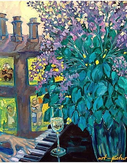 купить Young-Lady-is-at-the-piano Холст , масло