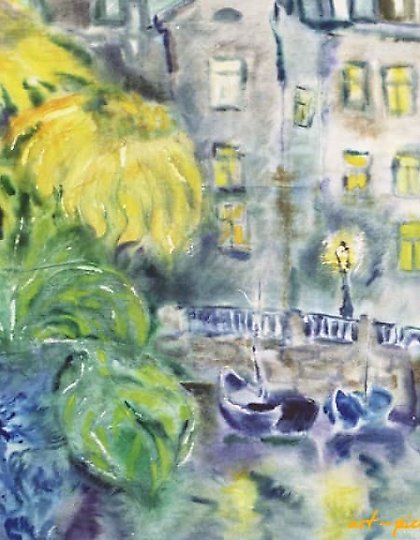 купить Подсолнухи на набережной Акварель 