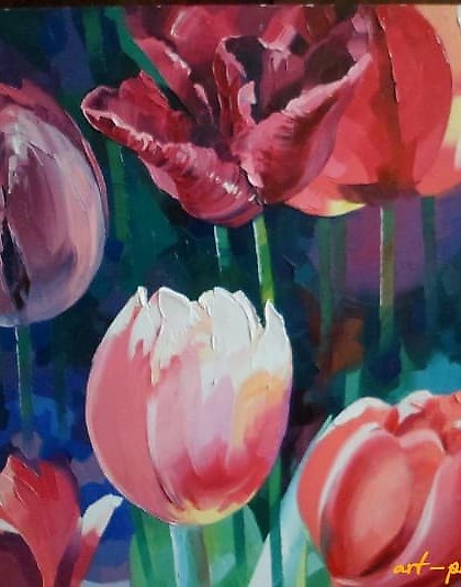 купить Тюльпаны масло, холст 