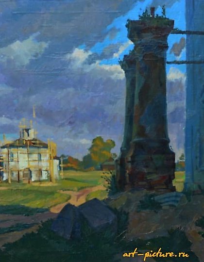 购买 风景与柱子 油画,画布