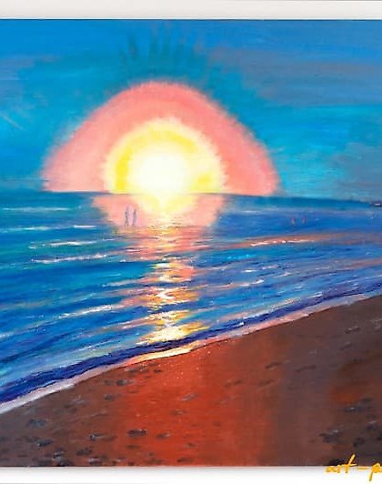 buy The translation of the text into English is: "Sunset in Melbourne, oil on canvas."