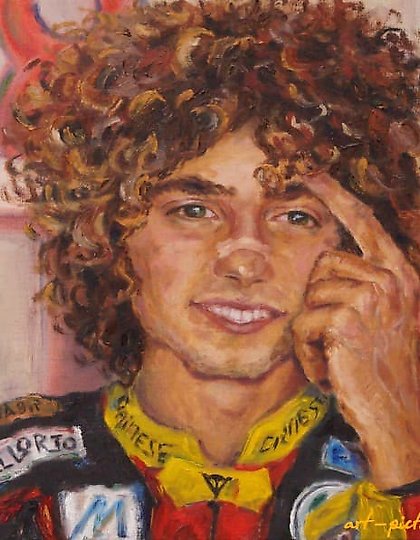 купить Портрет мотогонщика масло, холст