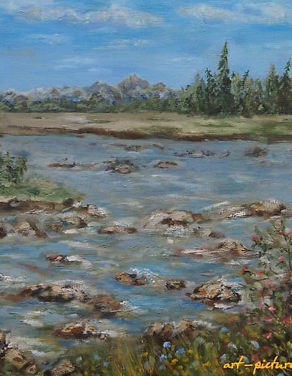 купить Горная река масло, холст 
