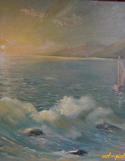 购买 海景。日落。油画。