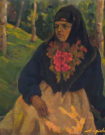 购买 "穿俄国服装的女性肖像" 油画,画布
