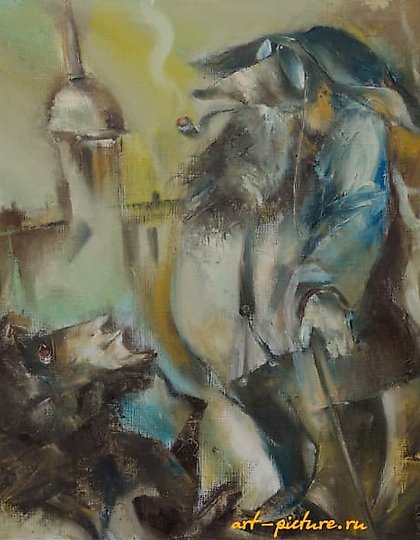 购买 男人-公狗 油画，画布