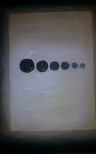 buy The translation of the text is: "Graduality. Cardboard, oil, and paints."