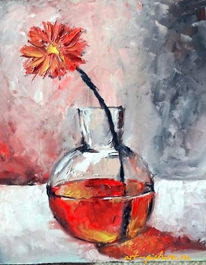 купить Оранжевый цветок масло, холст 