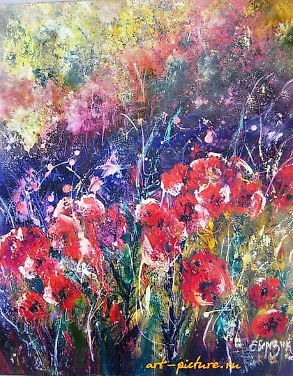buy "Red flowers canvas, oil"