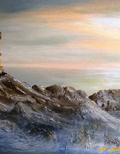 buy The translation of "Маяк масло, холст на картоне" into English is: "Lighthouse oil, canvas on cardboard."