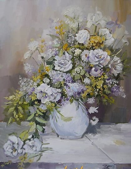 购买 《春季花束》O. 雷诺阿的作品,油画,画布