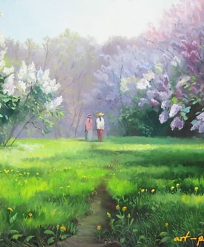 купить Прогулка весной Масло , холст 