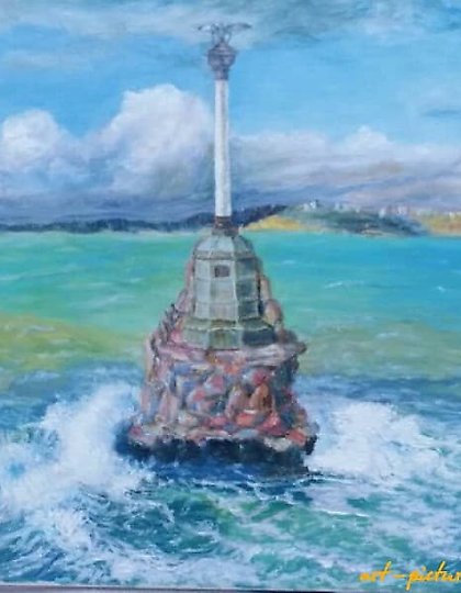 购买 “沉船纪念碑”。塞瓦斯托波尔 油画，画布