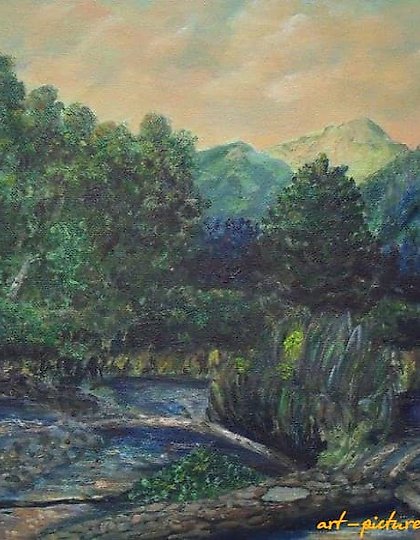 купить Архыз(Горный пейзаж) масло,холст на картоне 