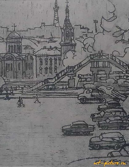 购买 斯摩棱斯克。过渡桥。蚀刻版画。21 x 21 厘米。