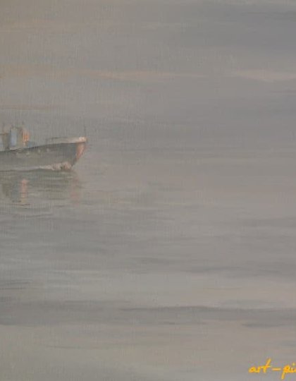 购买 雾霭中的贝加尔湖 纸板上的油画