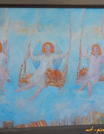 купить Ангельские души Масло, холст на картоне