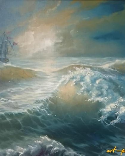 buy "Fishers in a storm, canvas, oil."