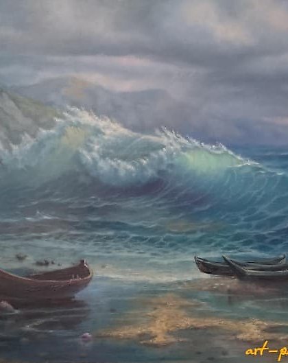 buy The translation of "Отмель" масло, холст, лак is "'Shallow' oil on canvas, varnish."