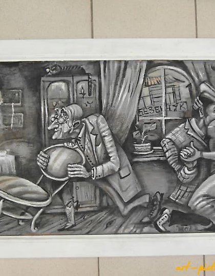 购买 "《十二把椅子》 画布，丙烯，油画"