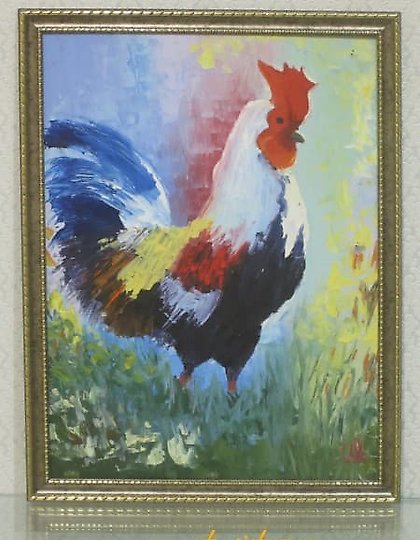 购买 公鸡 油画 布面油画刀