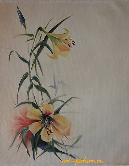 购买 百合花油画,画布