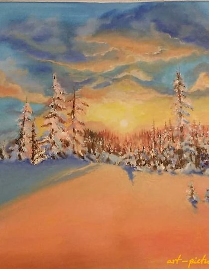 купить Оранжевый снег холст масло 