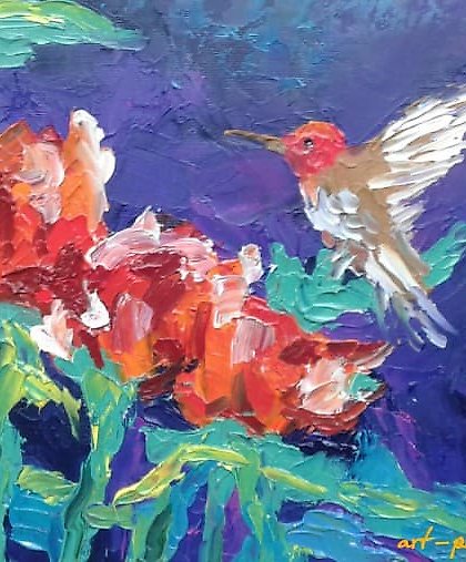 buy "Hummingbird canvas on cardboard oil"