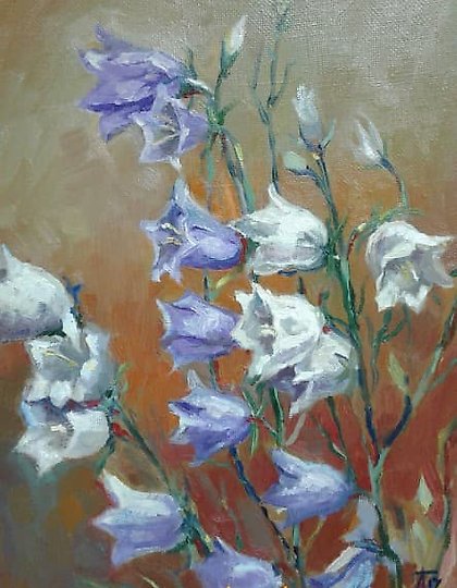 buy "Bellflowers canvas on cardboard oil"