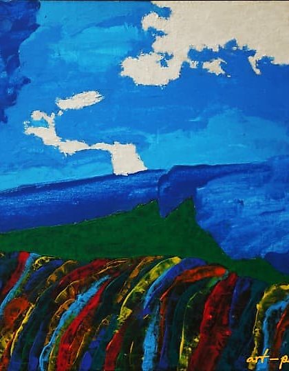 купить Пейзаж в лунном свете акрил, холст на картоне 