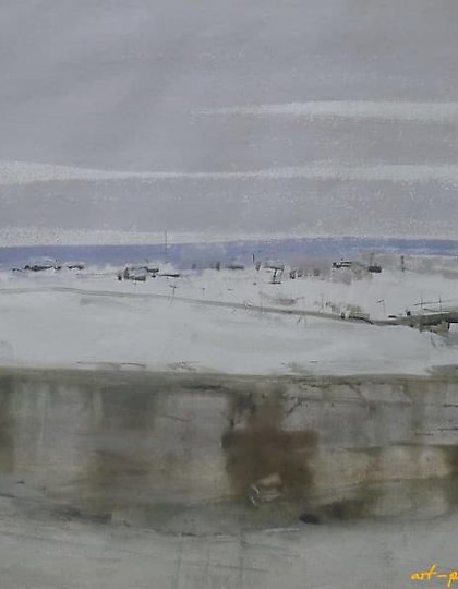 buy Landscape by the river. Watercolor. 58 x 74 cm.