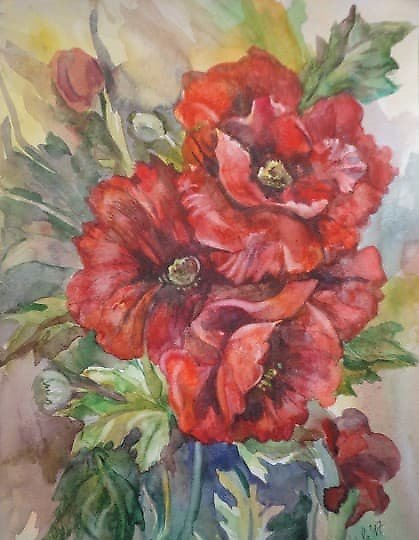 购买 罂粟花水彩，纸张