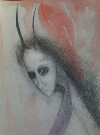 купить Рогатая акварель,карандаш,акварельная бумага 