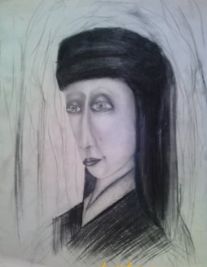 купить Портрет в чёрном бумага,карандаш,уголь 