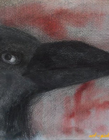 buy The translation of the text into English is: "Raven watercolor, pencil, watercolor paper."
