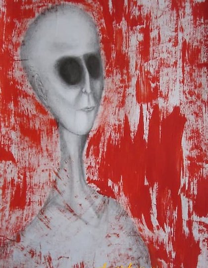 buy "On red paper, gouache, pencil."