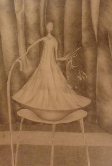 buy The translation of the text is: "Still life with a ghost, paper, pencil."