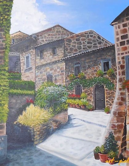 buy "Street in Italy, acrylic, canvas on cardboard"