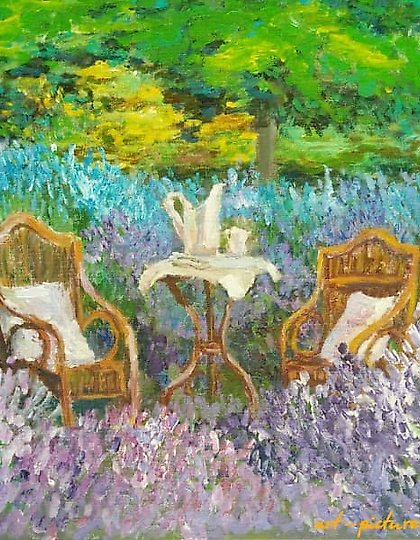 购买 夏季花园的休闲 画布，丙烯